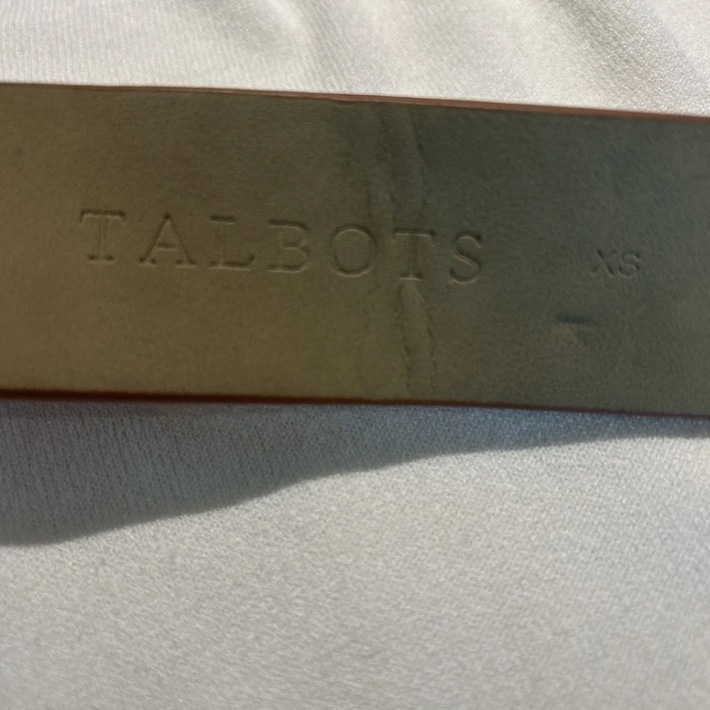 Talbots Women Belt Size XS Brown Camel Leather Exterior Gold Bamboo Buckle XS-Sm
